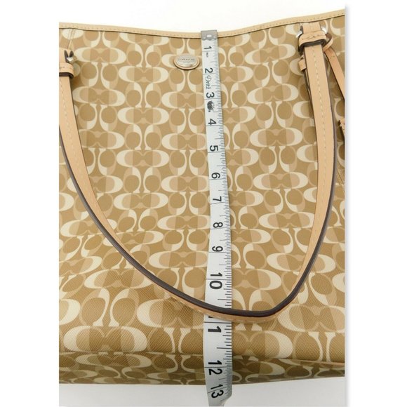 COACH Light Beige Signature C Logo PVC Tote Bag - Picture 10 of 12